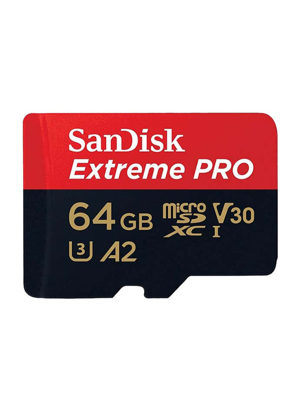 

SanDisk 64GB Extreme Pro UHS-I U3 MicroSDXC Memory Card, SDSQXCG-064G-GN6MA, Red/Black