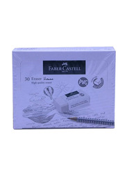Faber-Castell 30-Piece Medium Size Eraser Set, White
