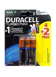 Duracell AAA Turbo Max Battery, 6 Pieces, Black/Gold