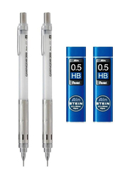 Pentel 2-Piece Graph Gear 300 Mechanical Pencil With Leads, 0.5mm, White