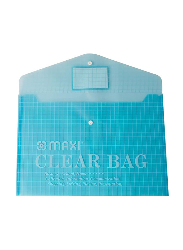Maxi File Bag with Name Card, 6 Pieces, Clear/Blue