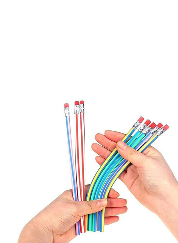 40-Piece Flexible Striped Magic Bendable Pencils with Erasers, Multicolour
