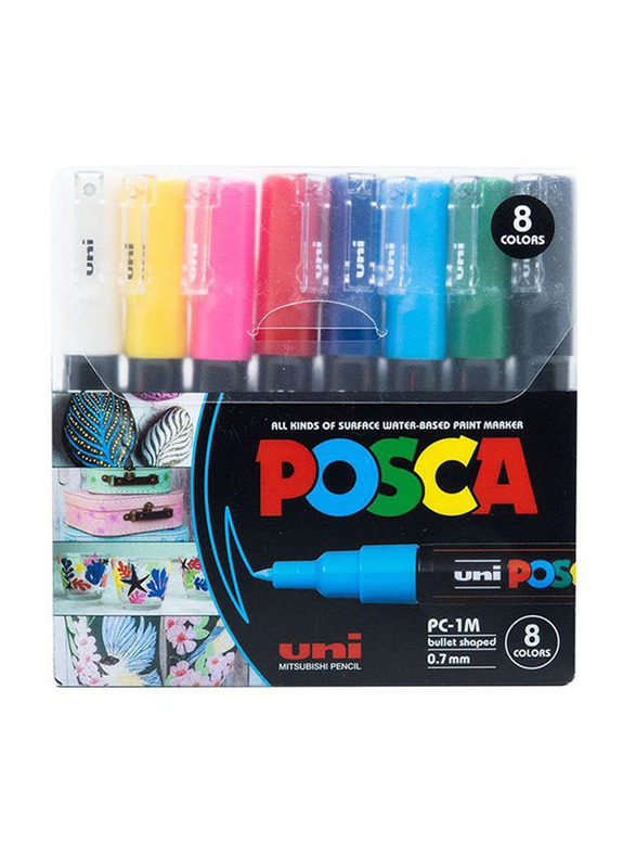 Posca Bullet Shaped Paint Marker Set, 0.7 mm, 8 Pieces, Multicolour