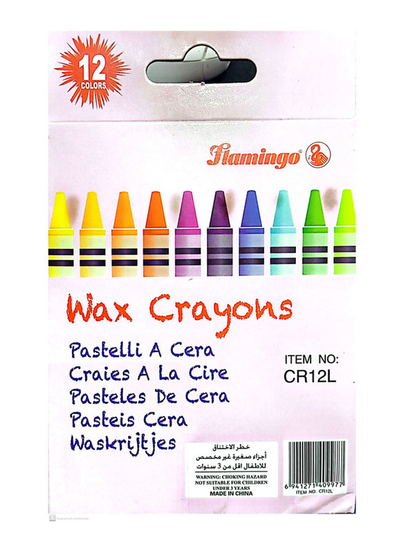 Flamingo Super Jumbo Crayons, 12 Pieces, Multicolour