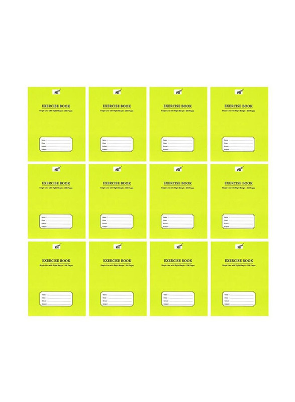 PSI Single Line Right Margin Exercise Notebook, 12 x 200 Sheets, Yellow