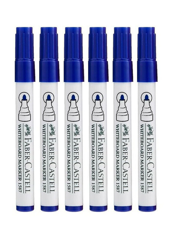 

Faber-Castell 6-Piece Bullet Tip Dry Erase Whiteboard Marker Set, Blue