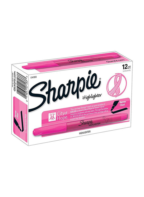 Sharpie 12-Piece Accent Pink Ribbon Pocket-Style Highlighters, Pink