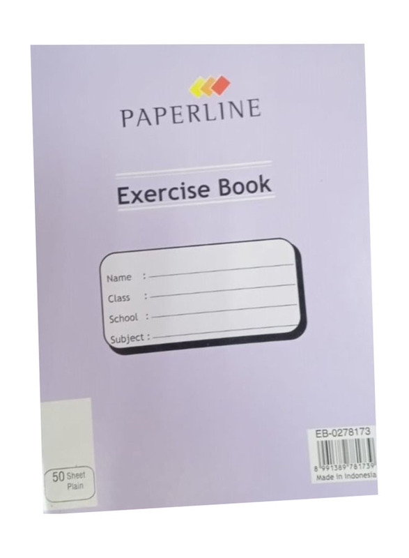Paperline Plain Exercise Book, 50-Sheets, Purple