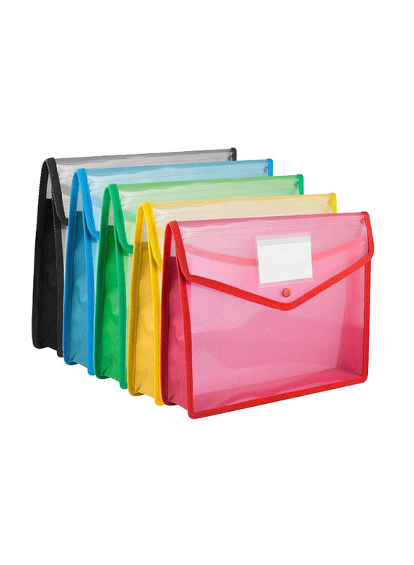 Plastic File Folder, 5 Pieces, Red/Blue/Green