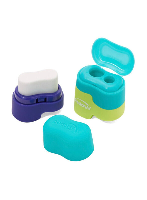 Maped 3-Piece Connect Eraser And Sharpener Combo, Multicolour