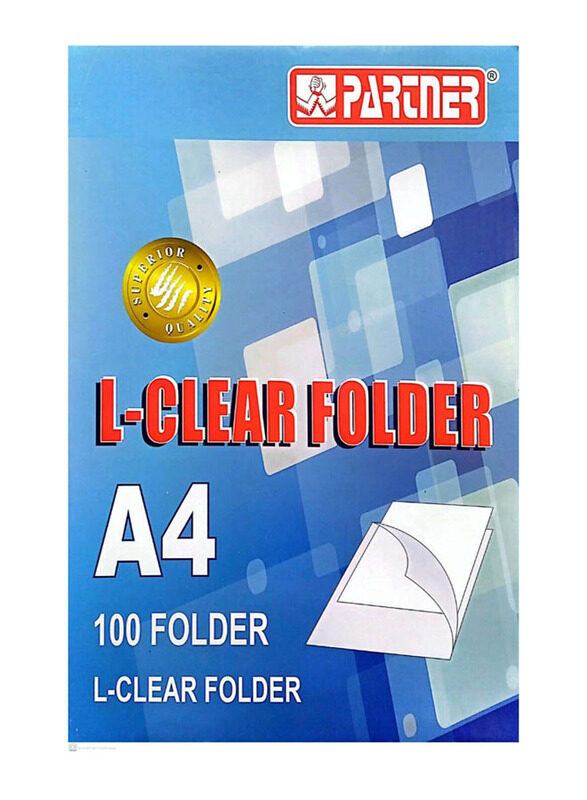 

Partner A4 L-Shape Folder Box, 100 Pieces, Clear