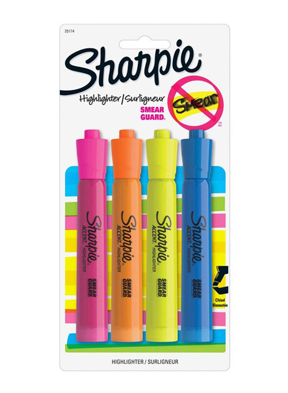 Sharpie 4-Piece Accent Highlighter Set, Multicolour