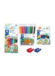 Staedtler Noris Colour Pencil with Fibre Tip Pen, Crayons and Sharpener Set, Multicolour