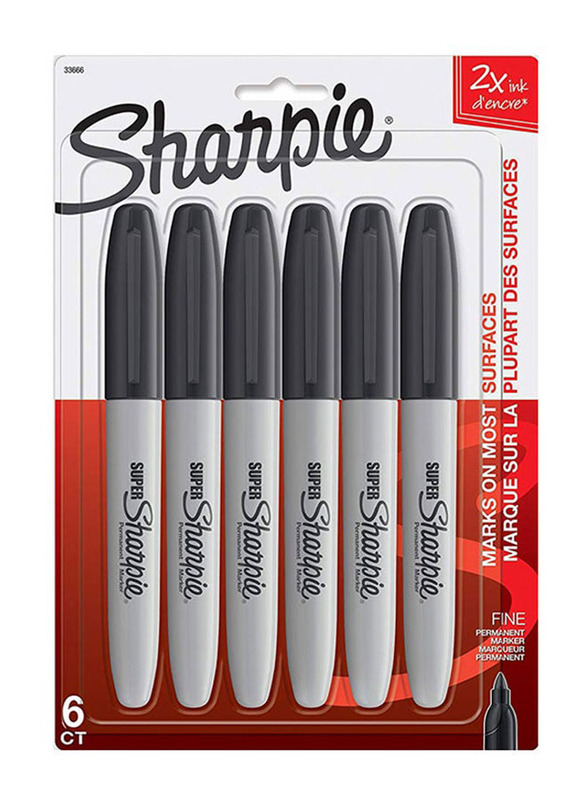 Sharpie 6-Piece Super Permanent Marker, Black