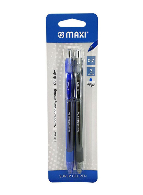 Maxi 2-Piece Gel Rollerball Pen Set, Blue/Black