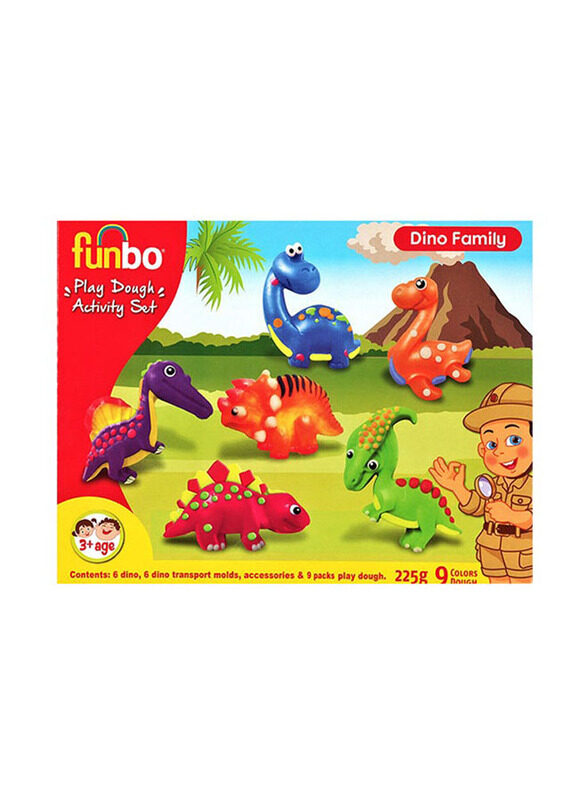 Funbo Play Dough Dino Family Activity Set, 9 Pieces, Multicolour