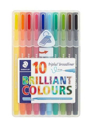 Staedtler Triplus Broadliner Brilliant Colours Pen Set, 10 Pieces, Multicolour