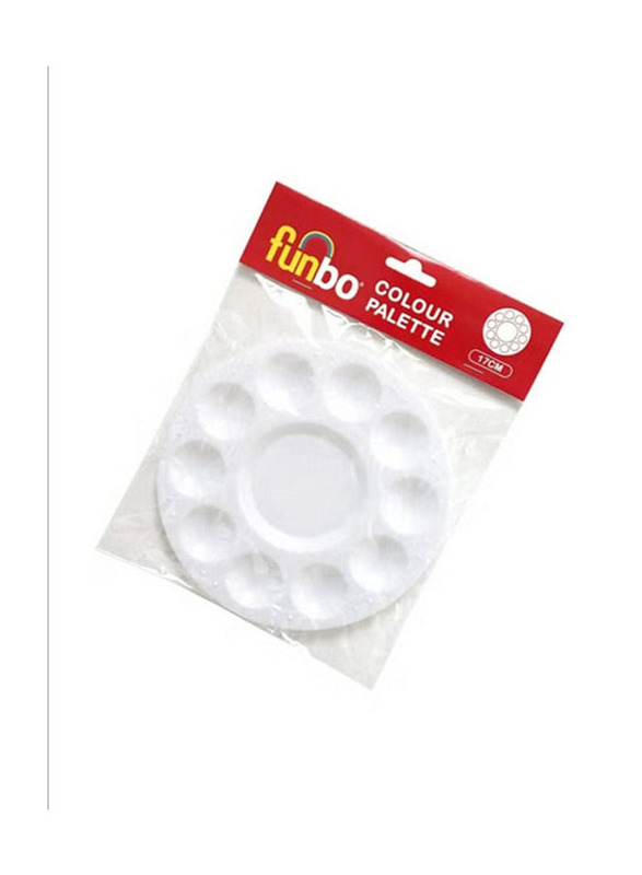 Funbo Plastic Round Painting Palette, 17cm, 5-Piece, White