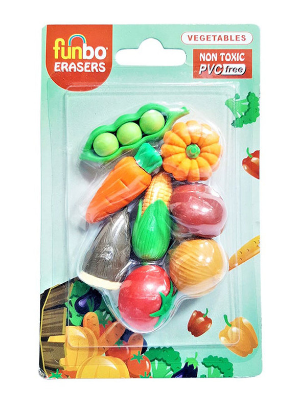 Funbo Vegetable Design Eraser Set, Multicolour