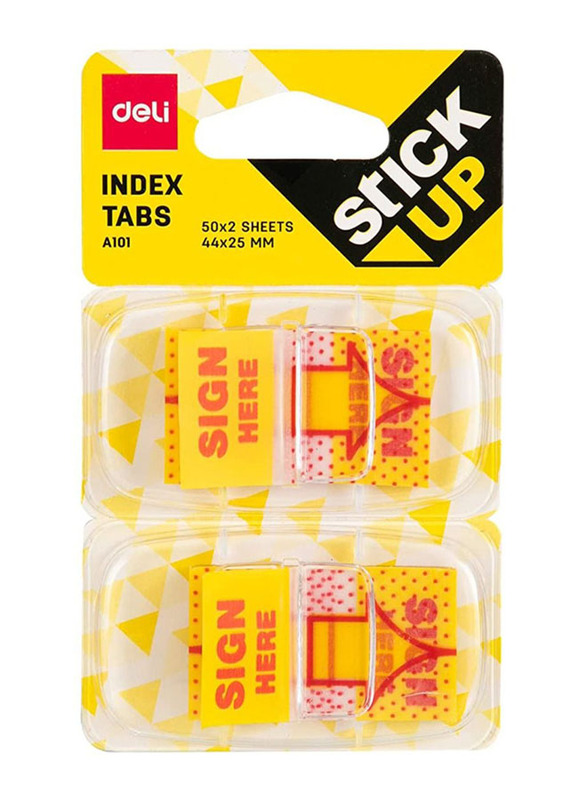 Deli Index Tabs Sign Here, A101, Yellow