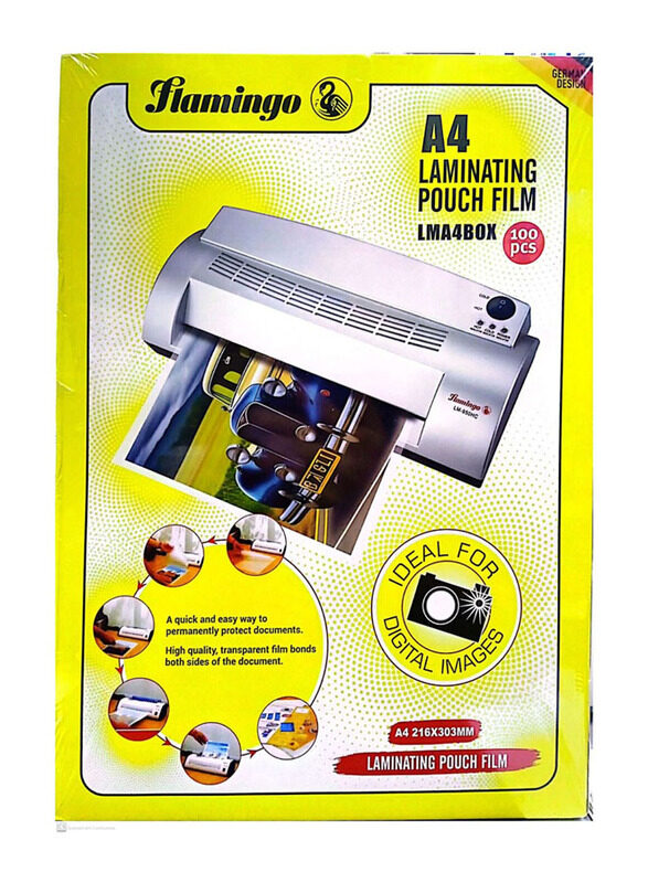 

Flamingo A4 Gloss Laminating Film, 100 Pieces, Clear