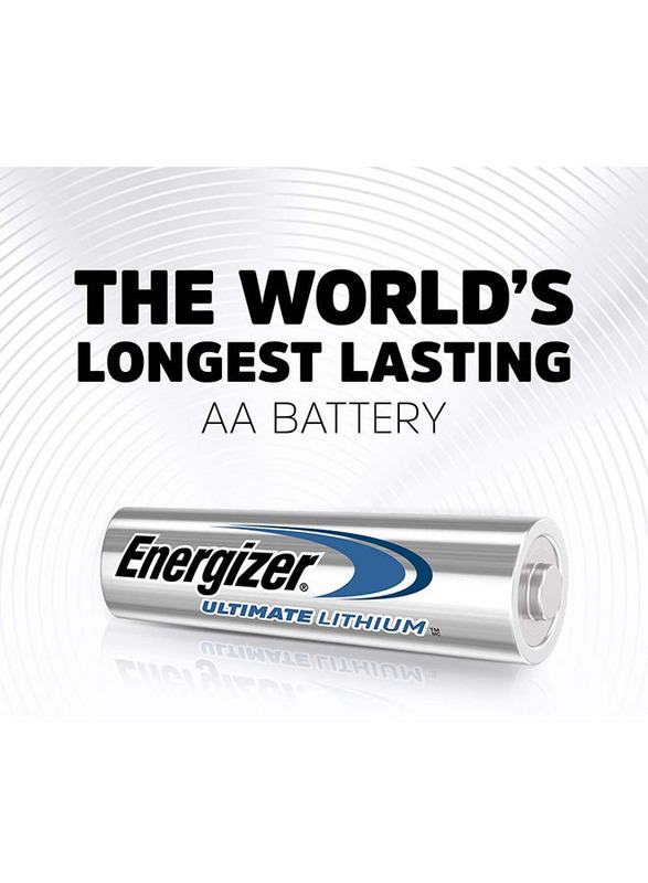 Energizer AA Ultimate Lithium Battery Set, 2 Pieces, Silver/Blue