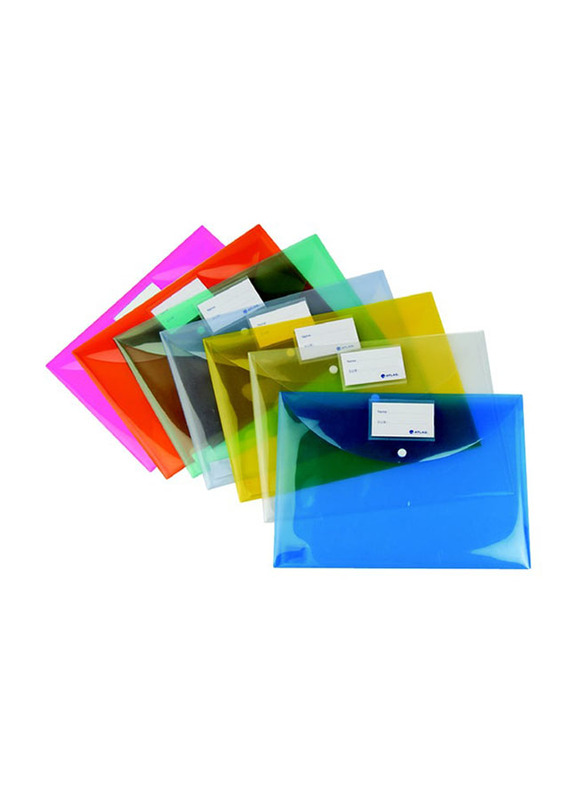 Atlas Plastic Folder With Card Tag Holder, Multicolour