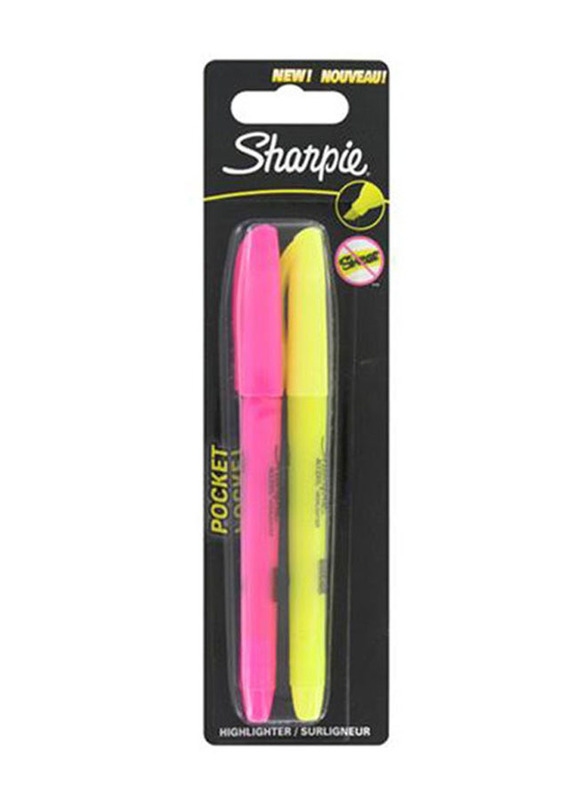 Sharpie 2-Piece Accent Pocket Highlighter, Yellow/Pink