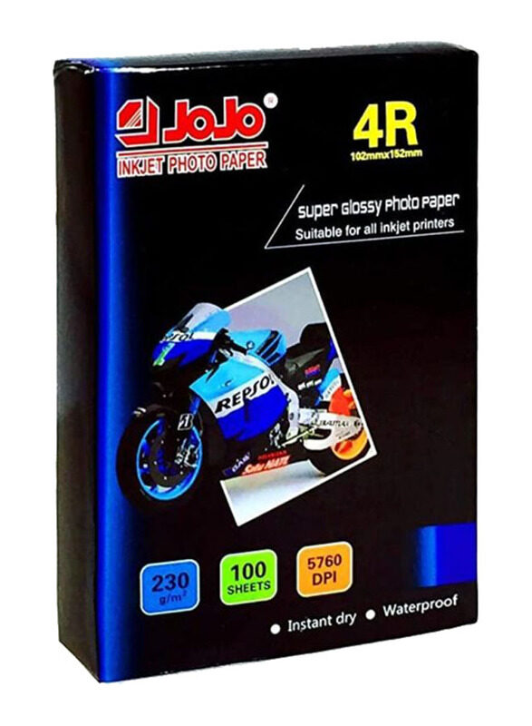 

Jojo Glossy Inkjet Photo Paper, 100 Sheets, 230 GSM, 4R Size