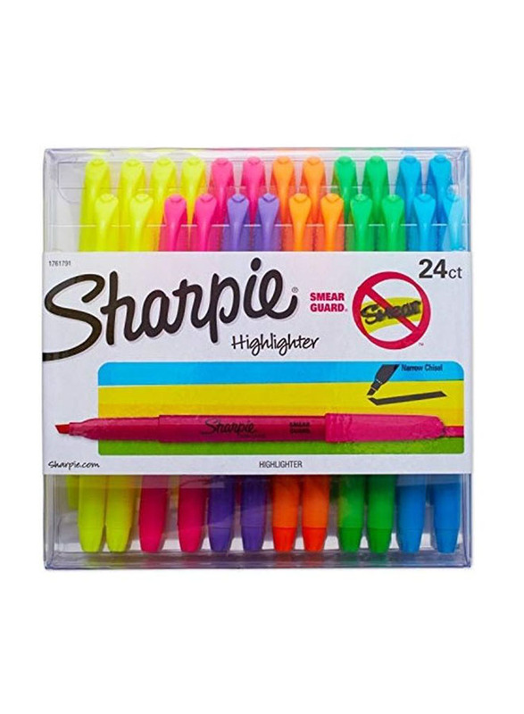 Sharpie 24-Piece Chisel Tip Liquid Pocket Highlighter Set, 1761791, Multicolour