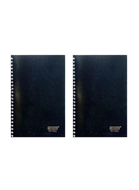 

Partner PP Cover Spiral Notebook, 2 Pieces, A5 Size, Black