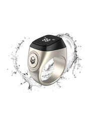 iQibla Tasbih Zikr Metal Smart Ring, 22mm, Bright Silver