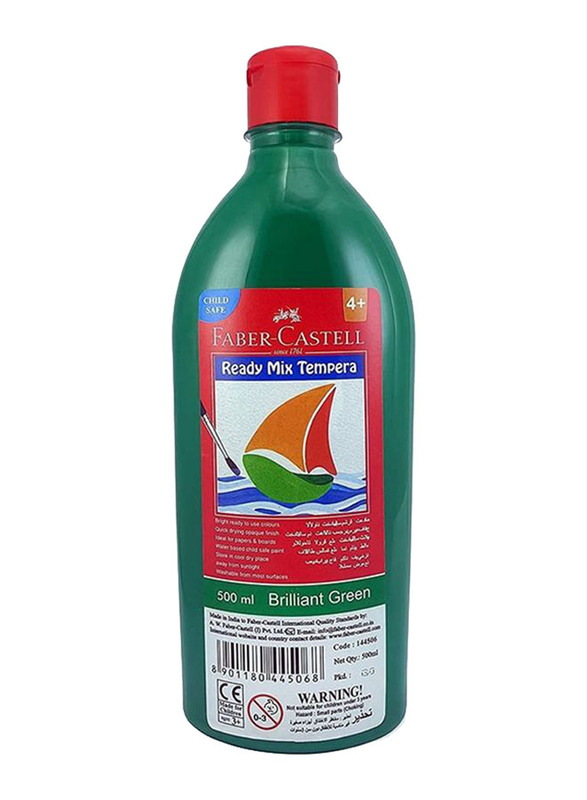 Faber-Castell Ready-Mix Tempera Paint Bottle, 500ml, Brilliant Green
