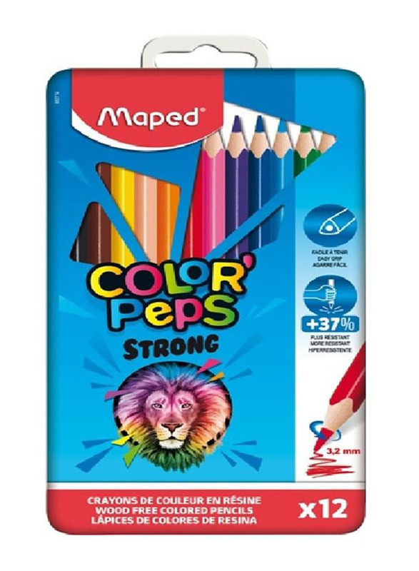 Maped Color'Peps Pencils In Metal Box, 12 Pieces, Multicolour