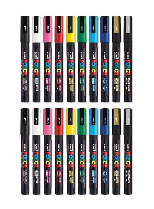 Uni Posca Marker, 16 Pieces, PC-3M, Multicolour