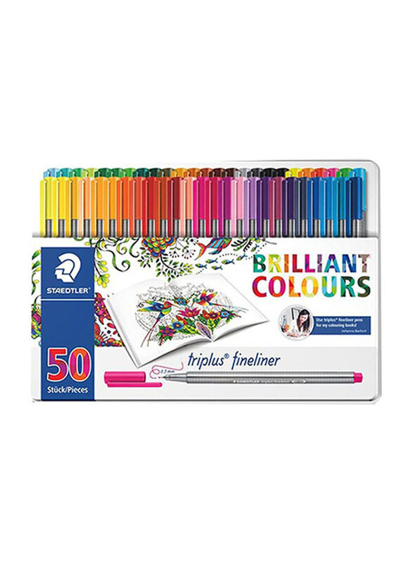 Staedtler 50-Piece Triplus Fineliner Pen Set, Multicolour