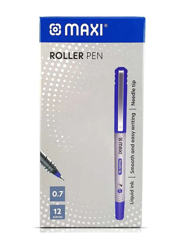Maxi 12-Piece Roller Pen Set, 0.7mm, Blue