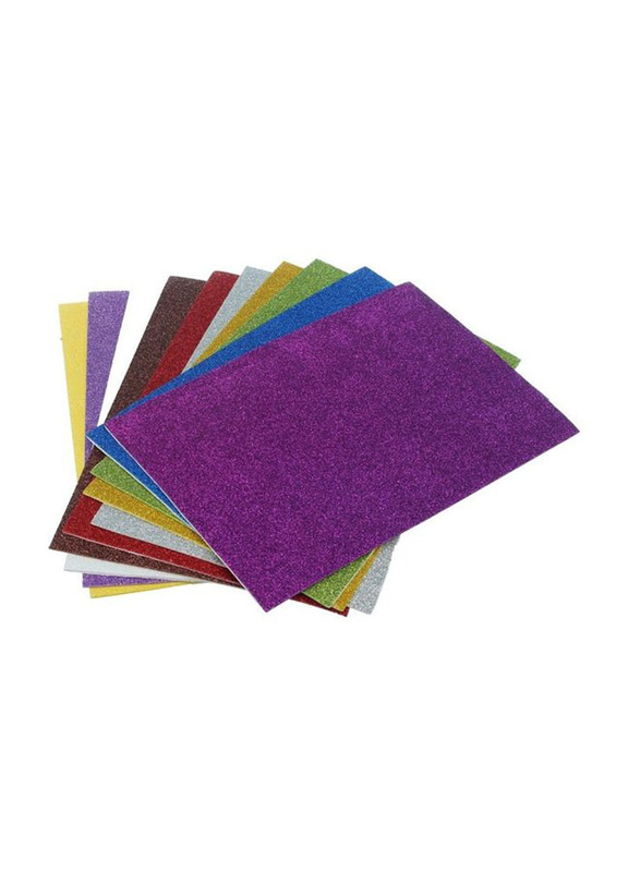 A4 Glitter Foam Sheet, 10 Pieces, Multicolour