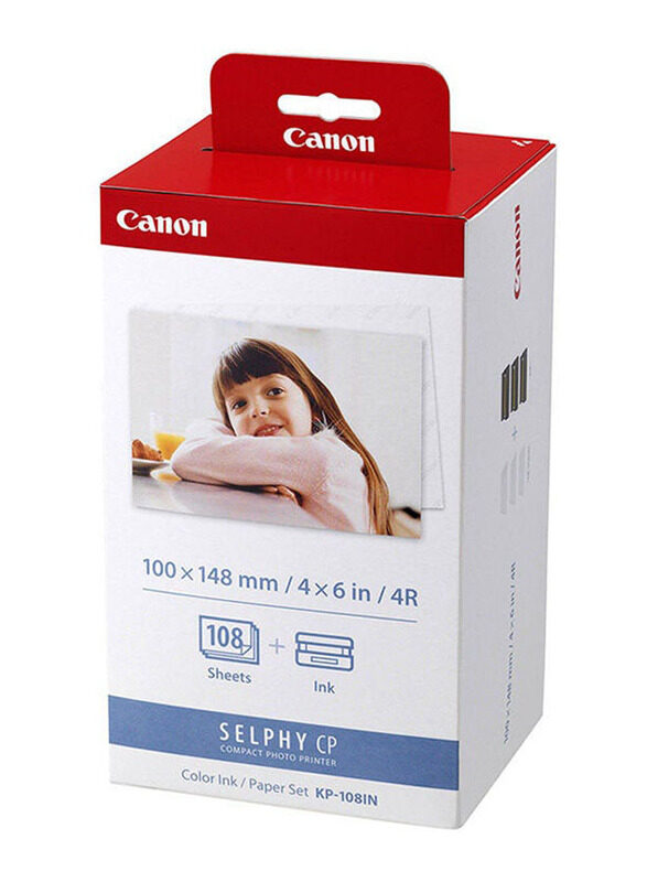 Canon Selphy CP Colour Ink/Paper Set, KP-108IN, A6 Size