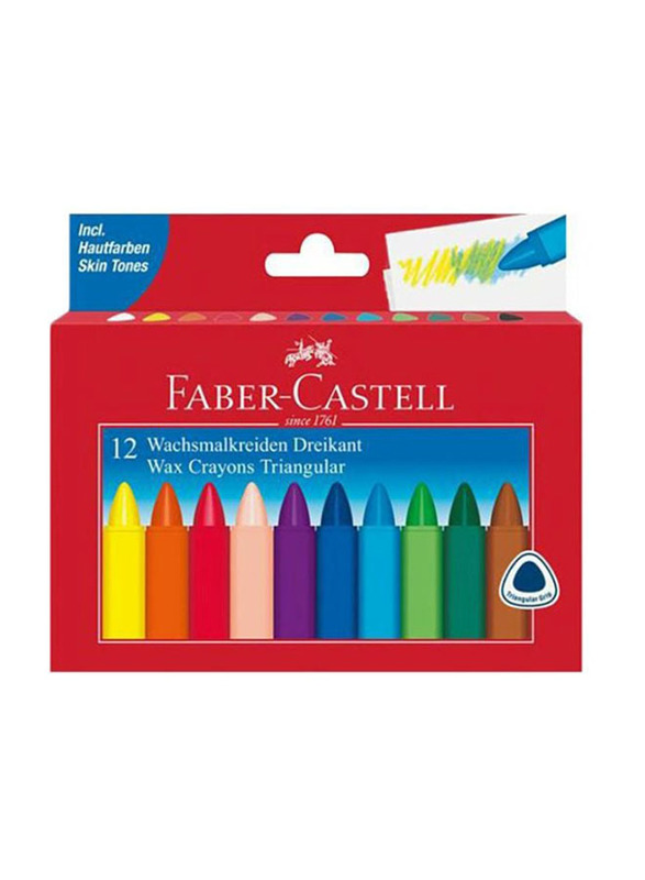 Faber-Castell Triangular Grip Wax Crayon Set, 1 Piece, Multicolour