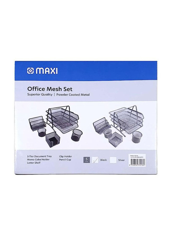 Maxi 5-Piece Metal Mesh Desk Organizer Set, Black