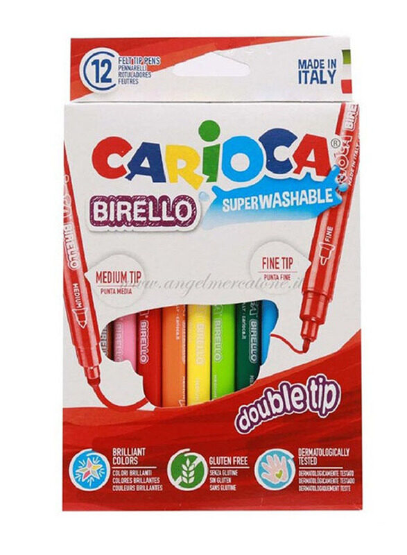 

Carioca Dual Tip Birello Superwashable Colour Pen Set, 12 Pieces, Multicolour