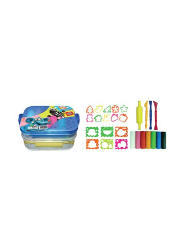 Kiddy Clay 7 Colour + 7 Mould Modelling Clay Set, 550gm, Multicolour