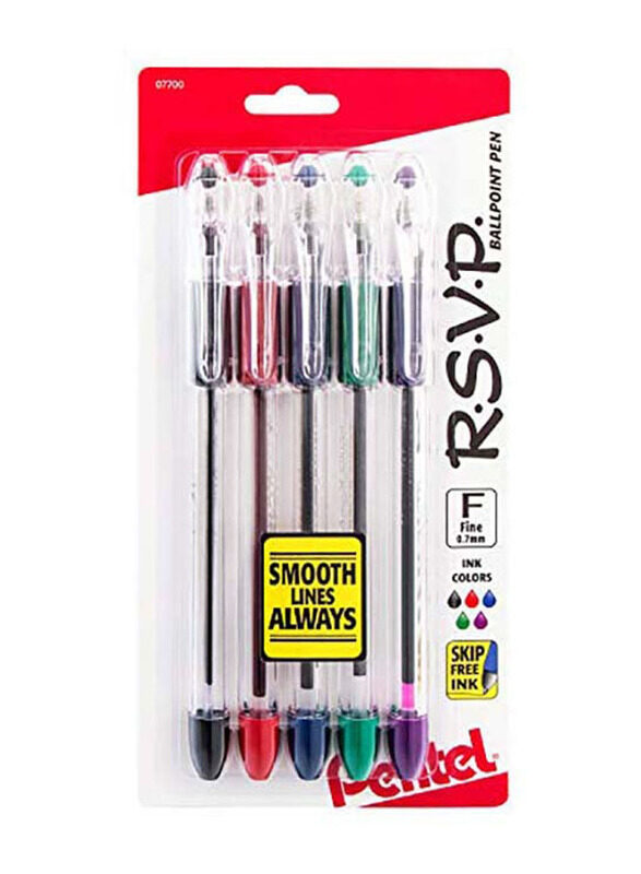 

Pentel 5-Piece R.S.V.P. Ballpoint Pen, Multicolour