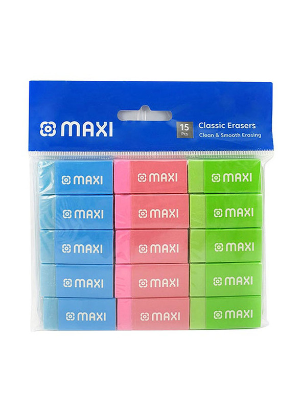 Maxi 15-Piece Erasers, Multicolour