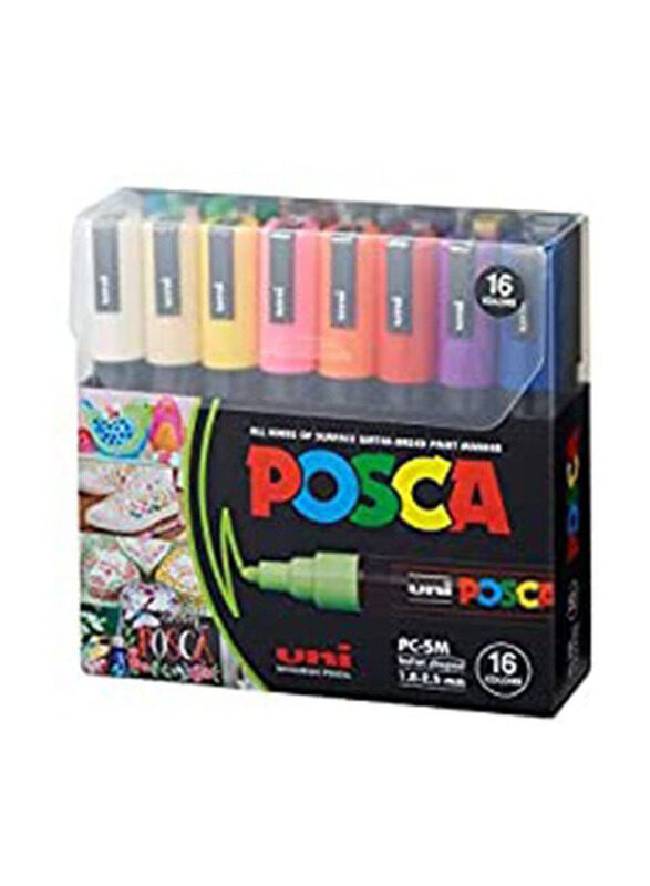 Posca Bullet Shaped Paint Marker Set, 1.8-2.5mm, 16 Pieces, Multicolour