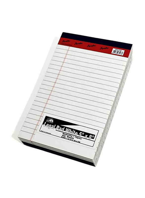 Paperline Legal Pad Notebook Paper, 5 x 8 inch, 10 Pieces, White