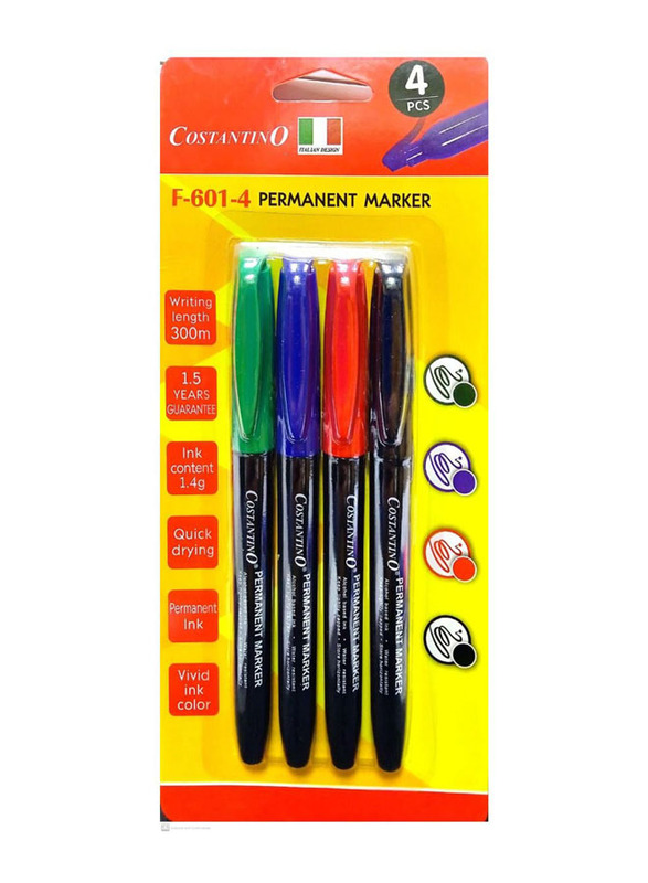 Costantino 4-Piece Permanent Marker, Multicolour