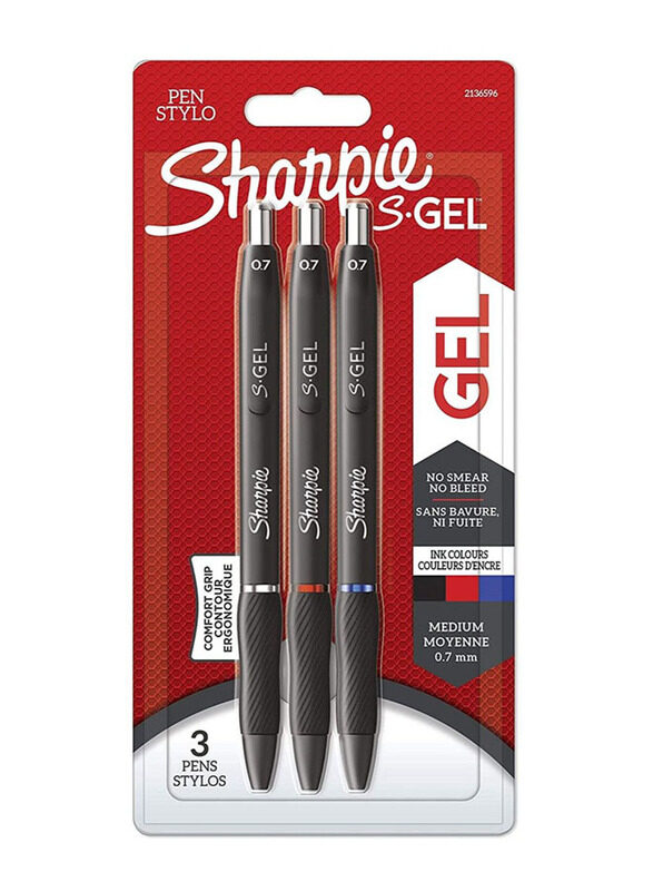 Sharpie 3-Piece 0.7mm S-Gel Gel Pens, Multicolour