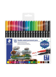 Staedtler 18-Piece Double-End Permanent Fiber Tip Pen Set, Multicolour